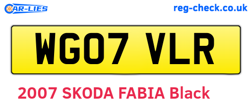 WG07VLR are the vehicle registration plates.