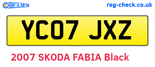 YC07JXZ are the vehicle registration plates.
