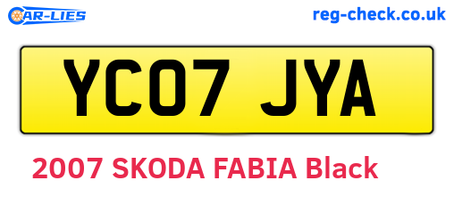 YC07JYA are the vehicle registration plates.