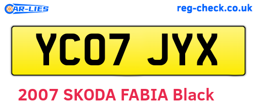 YC07JYX are the vehicle registration plates.