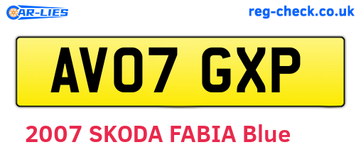 AV07GXP are the vehicle registration plates.