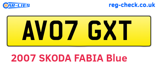 AV07GXT are the vehicle registration plates.