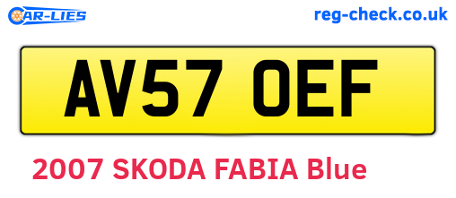 AV57OEF are the vehicle registration plates.