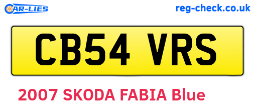 CB54VRS are the vehicle registration plates.