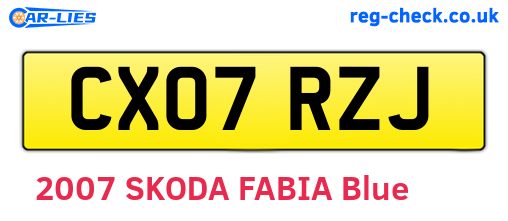 CX07RZJ are the vehicle registration plates.