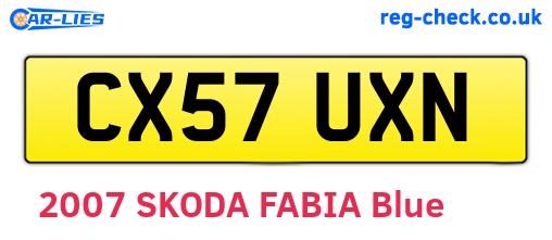 CX57UXN are the vehicle registration plates.