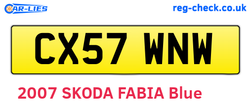 CX57WNW are the vehicle registration plates.