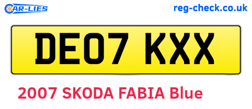 DE07KXX are the vehicle registration plates.