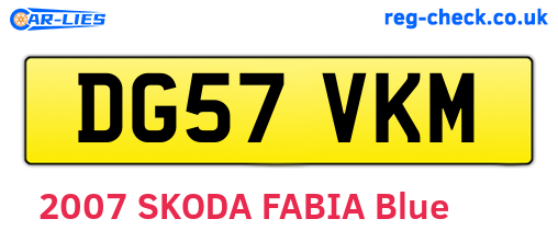 DG57VKM are the vehicle registration plates.