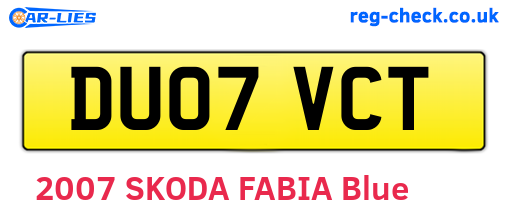 DU07VCT are the vehicle registration plates.