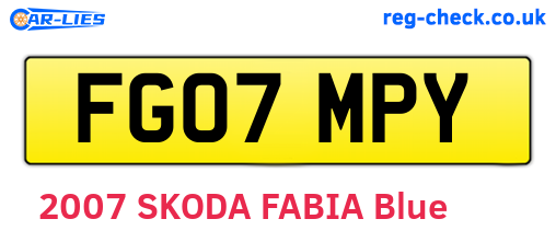 FG07MPY are the vehicle registration plates.