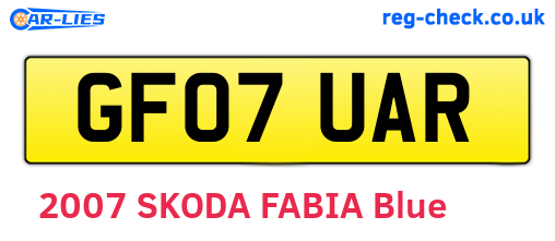 GF07UAR are the vehicle registration plates.