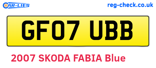 GF07UBB are the vehicle registration plates.
