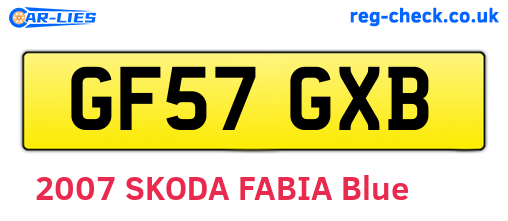 GF57GXB are the vehicle registration plates.