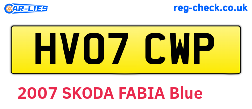 HV07CWP are the vehicle registration plates.