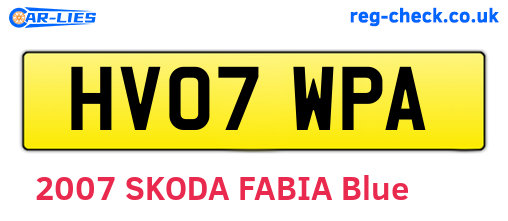 HV07WPA are the vehicle registration plates.