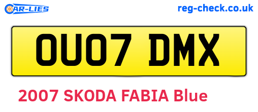 OU07DMX are the vehicle registration plates.