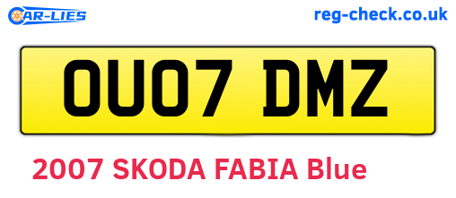 OU07DMZ are the vehicle registration plates.