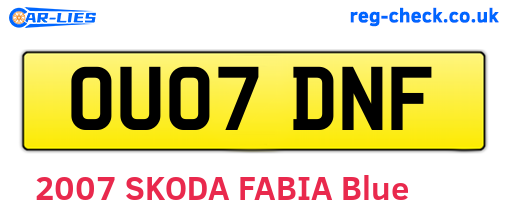 OU07DNF are the vehicle registration plates.