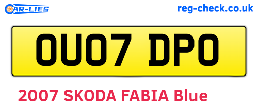 OU07DPO are the vehicle registration plates.