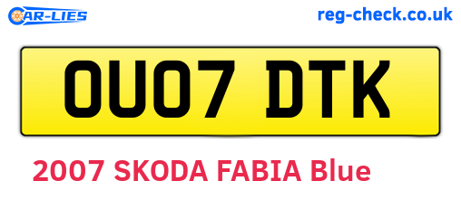 OU07DTK are the vehicle registration plates.
