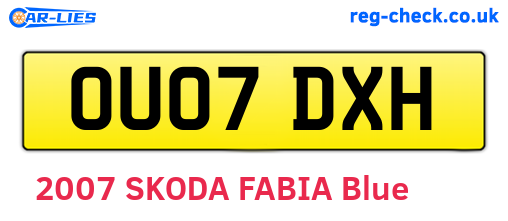 OU07DXH are the vehicle registration plates.
