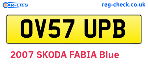 OV57UPB are the vehicle registration plates.