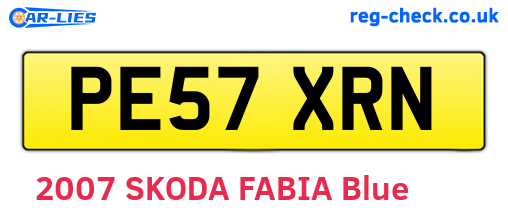 PE57XRN are the vehicle registration plates.