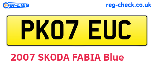 PK07EUC are the vehicle registration plates.