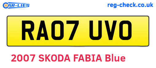 RA07UVO are the vehicle registration plates.