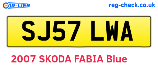 SJ57LWA are the vehicle registration plates.