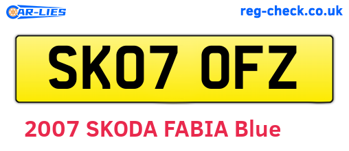 SK07OFZ are the vehicle registration plates.