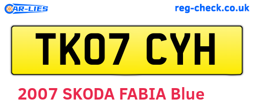 TK07CYH are the vehicle registration plates.