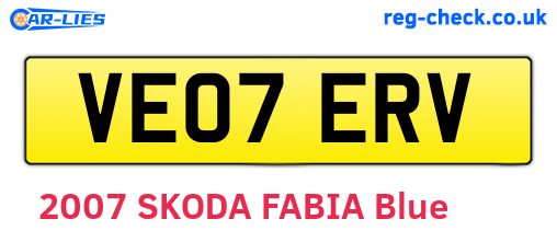 VE07ERV are the vehicle registration plates.