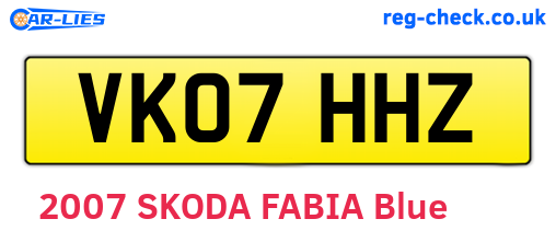 VK07HHZ are the vehicle registration plates.
