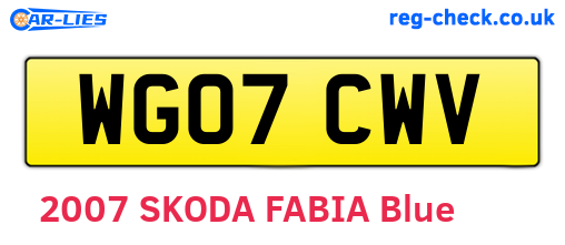 WG07CWV are the vehicle registration plates.