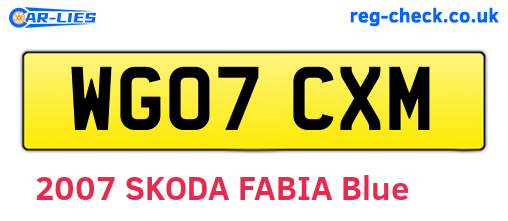 WG07CXM are the vehicle registration plates.