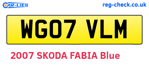 WG07VLM are the vehicle registration plates.