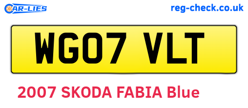 WG07VLT are the vehicle registration plates.