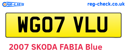 WG07VLU are the vehicle registration plates.