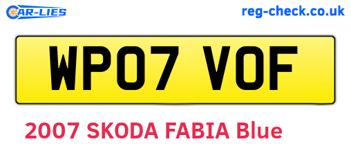 WP07VOF are the vehicle registration plates.