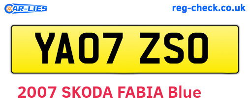 YA07ZSO are the vehicle registration plates.