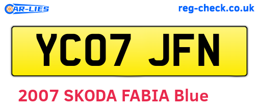 YC07JFN are the vehicle registration plates.
