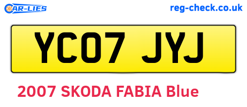 YC07JYJ are the vehicle registration plates.
