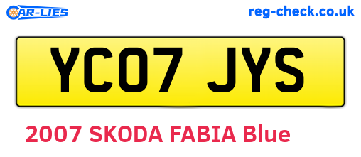 YC07JYS are the vehicle registration plates.