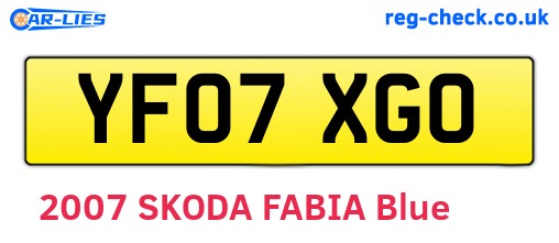 YF07XGO are the vehicle registration plates.