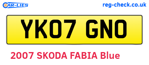 YK07GNO are the vehicle registration plates.