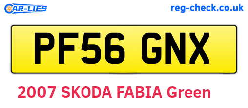 PF56GNX are the vehicle registration plates.