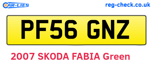 PF56GNZ are the vehicle registration plates.