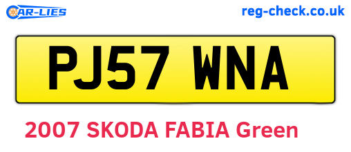 PJ57WNA are the vehicle registration plates.